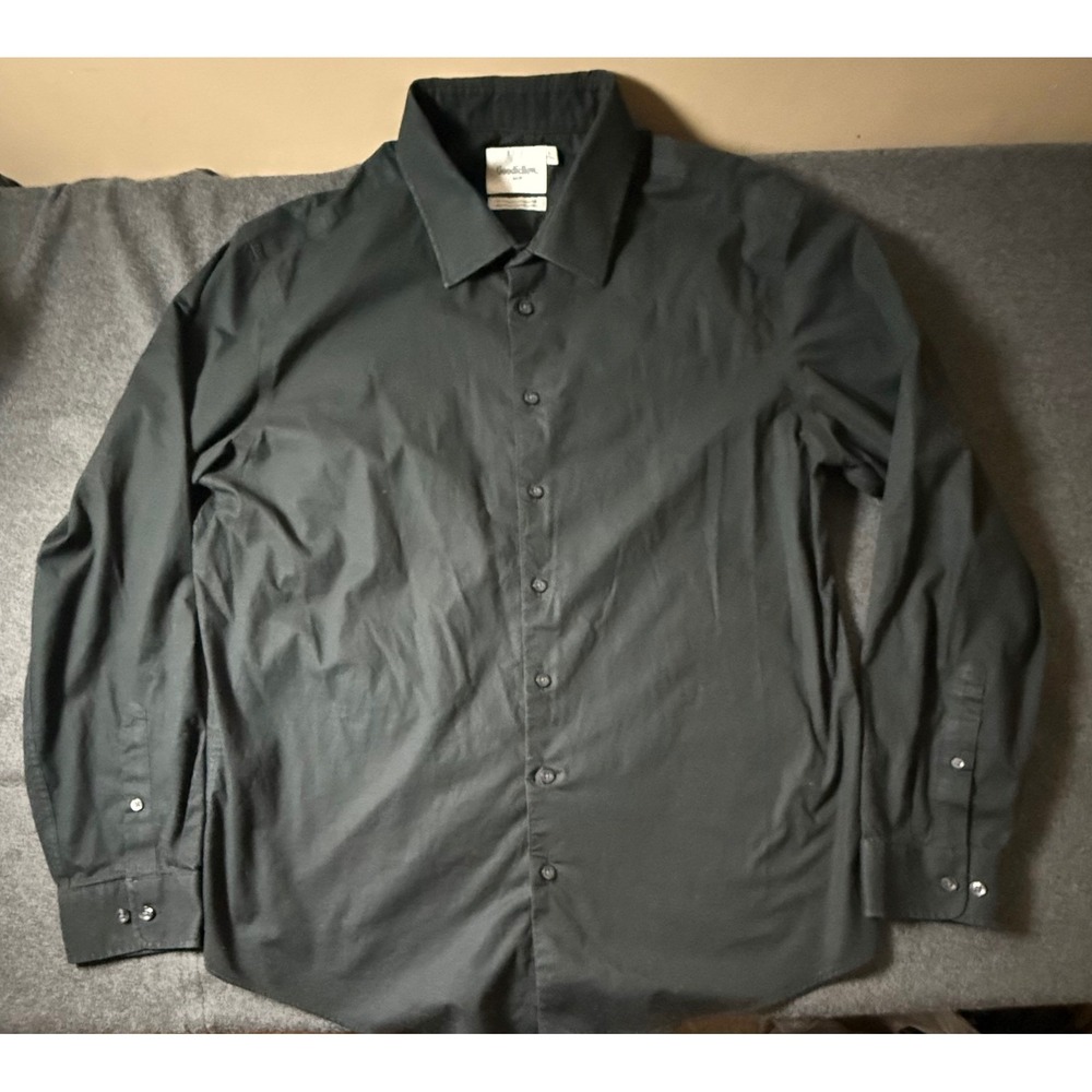 Goodfellow & Co Mens XL Standard Fit Long Sleeve Button Down Shirt Black Cotton